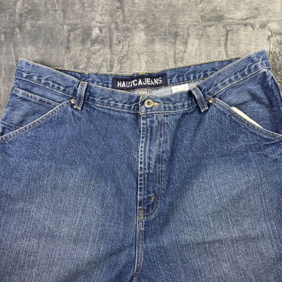 Vintage Y2K Nautica Jeans Denim Jean Shorts Men’s Size 38 Baggy Carpenter Med - Picture 5 of 12
